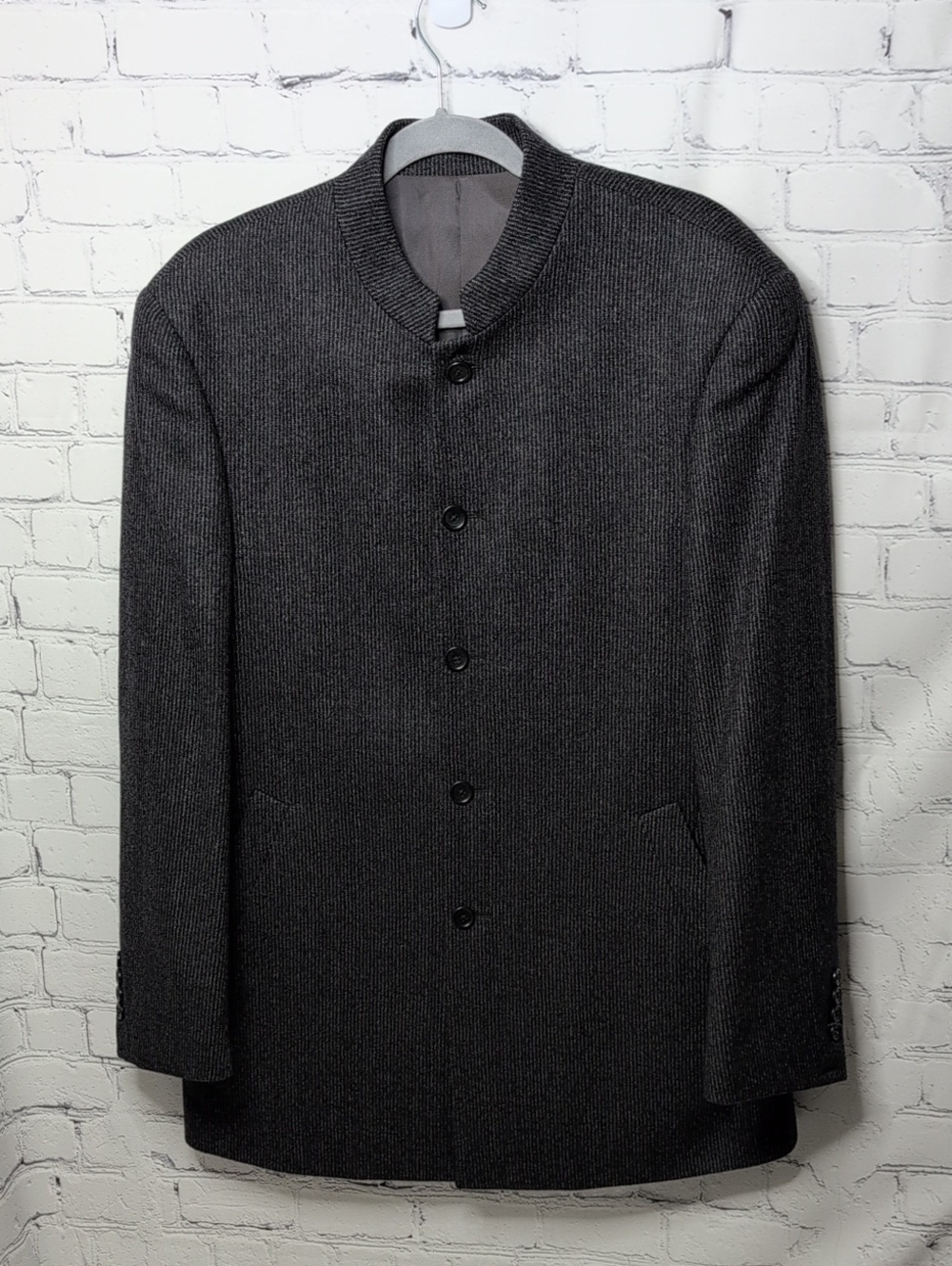 Paul Fredrick Wool Blazer Style Topcoat In Charcoal